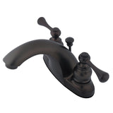 English Country Two-Handle 3-Hole Deck Mount 4" Centerset Bathroom Faucet with Plastic Pop-Up