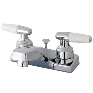 Two-Handle 3-Hole Deck Mount 4" Centerset Bathroom Faucet with Brass Pop-Up