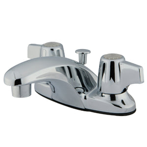 Magellan Two-Handle 3-Hole Deck Mount 4" Centerset Bathroom Faucet with Plastic Pop-Up