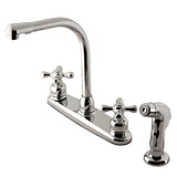 Victorian Two-Handle 4-Hole 8" Centerset Kitchen Faucet with Side Sprayer