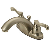 Two-Handle 3-Hole Deck Mount 4" Centerset Bathroom Faucet with Plastic Pop-Up