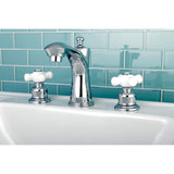 Victorian Two-Handle 3-Hole Deck Mount Widespread Bathroom Faucet with Retail Pop-Up Drain