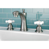 Victorian Two-Handle 3-Hole Deck Mount Widespread Bathroom Faucet with Retail Pop-Up Drain