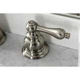 Victorian Two-Handle 3-Hole Deck Mount Widespread Bathroom Faucet with Brass Pop-Up Drain