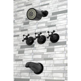 Metropolitan Three-Handle 5-Hole Wall Mount Tub and Shower Faucet