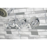 Metropolitan Three-Handle 5-Hole Wall Mount Tub and Shower Faucet