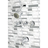 Metropolitan Three-Handle 5-Hole Wall Mount Tub and Shower Faucet