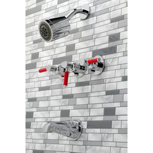 Kaiser Three-Handle 5-Hole Wall Mount Tub and Shower Faucet