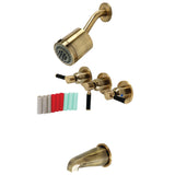 Kaiser Three-Handle 5-Hole Wall Mount Tub and Shower Faucet