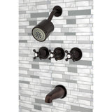 Metropolitan Three-Handle 5-Hole Wall Mount Tub and Shower Faucet