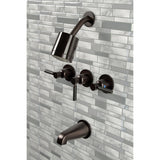 Kaiser Three-Handle 5-Hole Wall Mount Tub and Shower Faucet