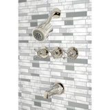 Metropolitan Three-Handle 5-Hole Wall Mount Tub and Shower Faucet