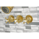 Metropolitan Three-Handle 5-Hole Wall Mount Tub and Shower Faucet