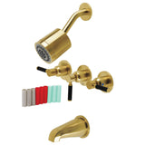 Kaiser Three-Handle 5-Hole Wall Mount Tub and Shower Faucet