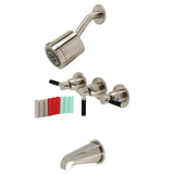 Kaiser Three-Handle 5-Hole Wall Mount Tub and Shower Faucet