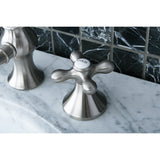 Vintage Two-Handle 3-Hole Deck Mount Widespread Bathroom Faucet with Brass Pop-Up Drain