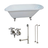 Aqua Eden 54-Inch Cast Iron Oval Rectangular Roll Top Clawfoot Tub with Faucet Drain and Supply Lines Combo