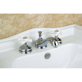 Heritage Two-Handle 3-Hole Deck Mount Widespread Bathroom Faucet with Brass Pop-Up Drain