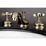 Essex Two-Handle 3-Hole Deck Mount Widespread Bathroom Faucet with Brass Pop-Up Drain