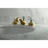 Heritage Two-Handle 3-Hole Deck Mount Widespread Bathroom Faucet with Brass Pop-Up Drain