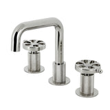 Belknap Two-Handle 3-Hole Deck Mount Widespread Bathroom Faucet with Push Pop-Up Drain