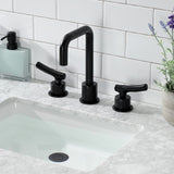 Hallerbos Two-Handle 3-Hole Deck Mount Widespread Bathroom Faucet with Push Pop-Up Drain