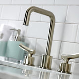 Hallerbos Two-Handle 3-Hole Deck Mount Widespread Bathroom Faucet with Push Pop-Up Drain