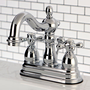 Heritage Double-Handle 3-Hole Deck Mount 4-Inch Centerset Bathroom Faucet with Brass Pop-Up