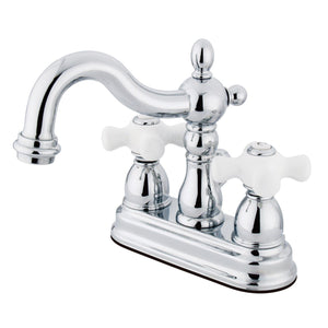 Heritage Double-Handle 3-Hole Deck Mount 4-Inch Centerset Bathroom Faucet with Brass Pop-Up