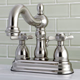 Essex Double-Handle 3-Hole Deck Mount 4-Inch Centerset Bathroom Faucet with Brass Pop-Up