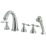 Naples Three-Handle 5-Hole Deck Mount Roman Tub Faucet with Hand Shower