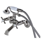 Essex Three-Handle 2-Hole Tub Wall Mount Clawfoot Tub Faucet with Hand Shower