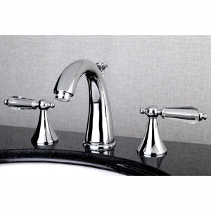 Wilshire Two-Handle 3-Hole Deck Mount Widespread Bathroom Faucet with Brass Pop-Up