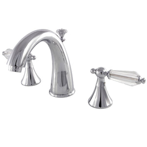 Wilshire Two-Handle 3-Hole Deck Mount Widespread Bathroom Faucet with Brass Pop-Up