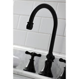 Essex Two-Handle 3-Hole Deck Mount Widespread Bathroom Faucet with Brass Pop-Up Drain