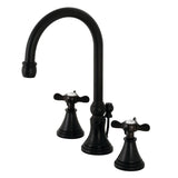 Essex Two-Handle 3-Hole Deck Mount Widespread Bathroom Faucet with Brass Pop-Up Drain