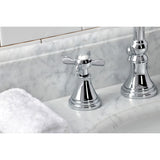 Essex Two-Handle 3-Hole Deck Mount Widespread Bathroom Faucet with Brass Pop-Up Drain