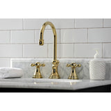 Governor Two-Handle 3-Hole Deck Mount Widespread Bathroom Faucet with Brass Pop-Up Drain