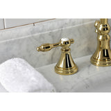 Tudor Two-Handle 3-Hole Deck Mount Widespread Bathroom Faucet with Brass Pop-Up Drain