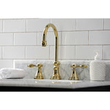 Tudor Two-Handle 3-Hole Deck Mount Widespread Bathroom Faucet with Brass Pop-Up Drain