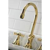 Millennium Two-Handle 3-Hole Deck Mount Widespread Bathroom Faucet with Brass Pop-Up Drain