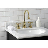 Millennium Two-Handle 3-Hole Deck Mount Widespread Bathroom Faucet with Brass Pop-Up Drain