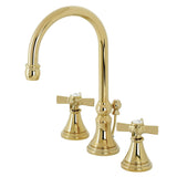 Millennium Two-Handle 3-Hole Deck Mount Widespread Bathroom Faucet with Brass Pop-Up Drain