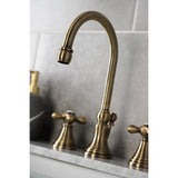 Governor Two-Handle 3-Hole Deck Mount Widespread Bathroom Faucet with Brass Pop-Up Drain