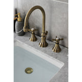 Essex Two-Handle 3-Hole Deck Mount Widespread Bathroom Faucet with Brass Pop-Up Drain