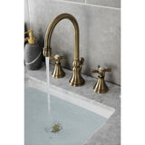 Essex Two-Handle 3-Hole Deck Mount Widespread Bathroom Faucet with Brass Pop-Up Drain