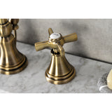 Millennium Two-Handle 3-Hole Deck Mount Widespread Bathroom Faucet with Brass Pop-Up Drain