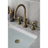 Millennium Two-Handle 3-Hole Deck Mount Widespread Bathroom Faucet with Brass Pop-Up Drain