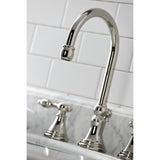 Tudor Two-Handle 3-Hole Deck Mount Widespread Bathroom Faucet with Brass Pop-Up Drain