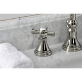 Millennium Two-Handle 3-Hole Deck Mount Widespread Bathroom Faucet with Brass Pop-Up Drain